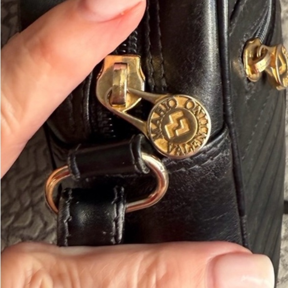 Valentino Embossed Black Leather Shoulder Crossbody - Picture 7 of 7